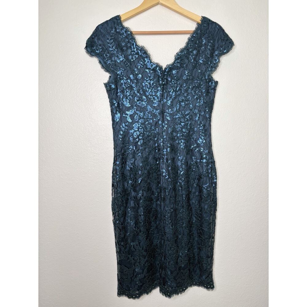 Tadashi Shoji Paillette Blue Embroidered Lace Sequin Sheath Dress Size 8 Regal - Picture 8 of 8